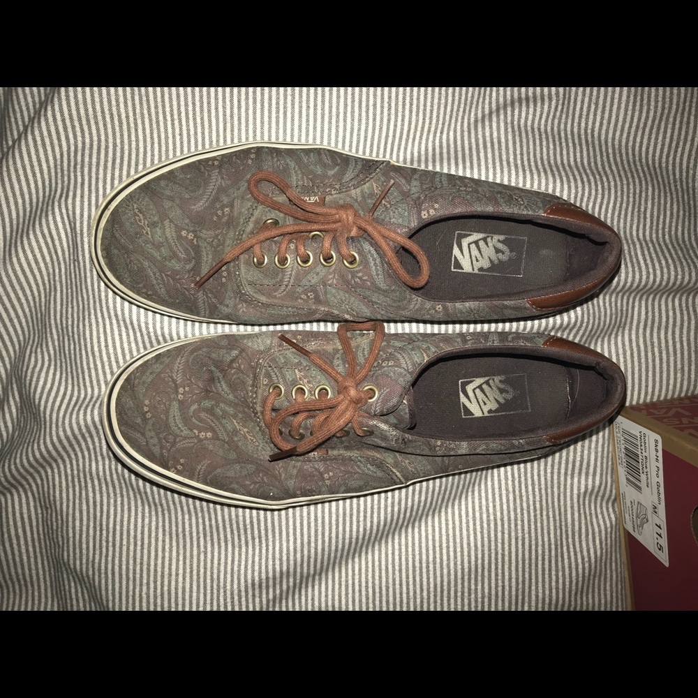Paisley Era 59 Brown Leather Vans Size 12